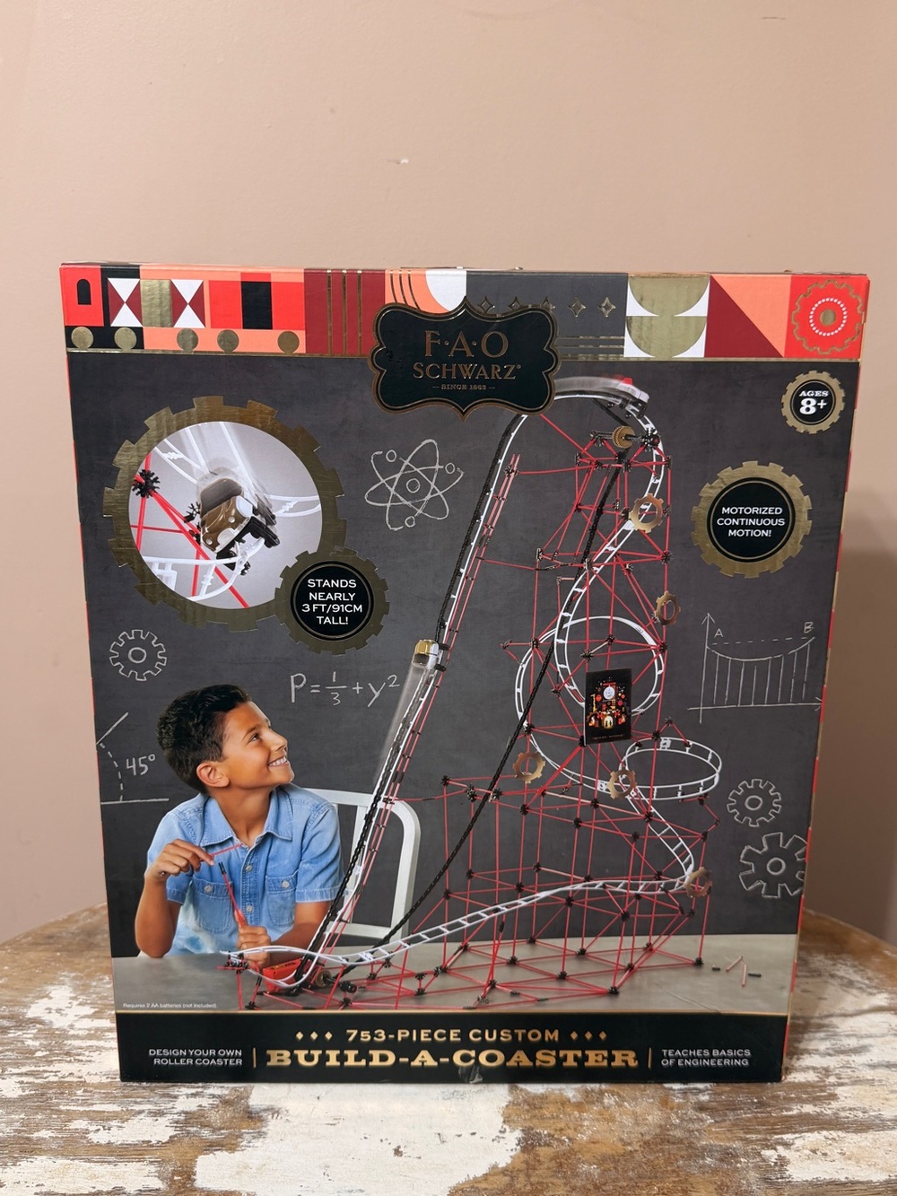 New FAO Schwarz Build-A-Coaster Roller Coaster Kit - Red, Black, Gold